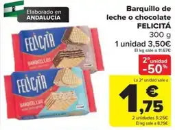 Carrefour Felicita barquillo de leche o chocolate oferta
