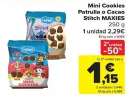 Carrefour Maxis mini cookies patrulla o cacao stitch maxies oferta