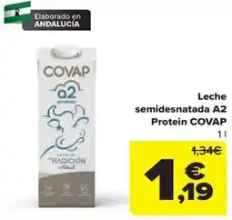 Carrefour Covap leche semidesnatada a2 protein oferta