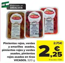 Carrefour Vicasol pimientos rojos verdes y amarillos asados oferta