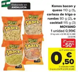Carrefour Moyano konos bacon y queso corteza de trigo o ruedas o cocktail oferta
