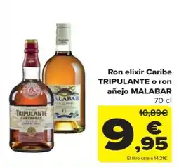 Carrefour Ron elixir Caribe tripulante o ron añejo malabar oferta