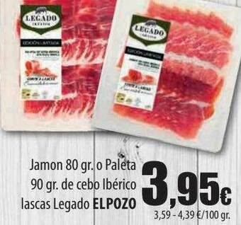 Spar Tenerife Jamon O Paleta De Cebo Ibérico Lascas Legado Elpozo oferta