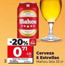 Dia Mahou - cerveza 5 estrellas oferta