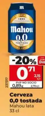 Dia Mahou - cerveza 0,0 tostada oferta