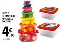 E.Leclerc Lote 7 herméticos apilables colores oferta