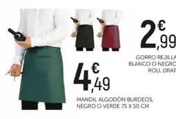 Comerco Cash & Carry Mandil algodón burdeos, negro o verde oferta