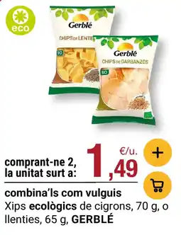 BonpreuEsclat Gerblé xips ecològics de cigrons o llenties oferta