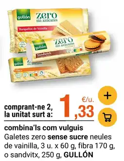 BonpreuEsclat gullón galetes zero sense sucre neules de vainilla o sandvitx oferta