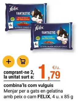 BonpreuEsclat felix fantastic menjar per a gats en gelatina amb peix o carn oferta