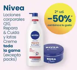 Clarel Nivea lociones corporales Q10, Repara & Cuida y latas Creme oferta