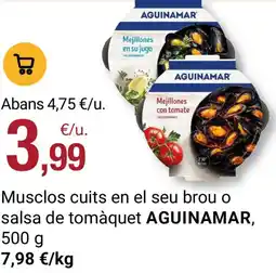 BonpreuEsclat Aguinamar musclos cuits en el seu brou o salsa de tomàquet oferta