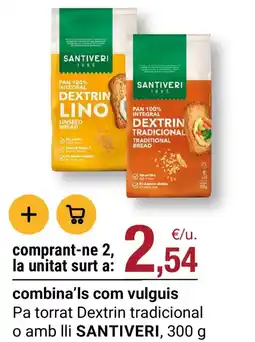 BonpreuEsclat Santiveri pan 100% integral dextrin lino o dextrin tradicional oferta