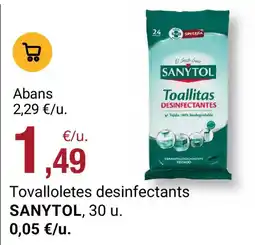 BonpreuEsclat Sanytol toallitas desinfectantes oferta