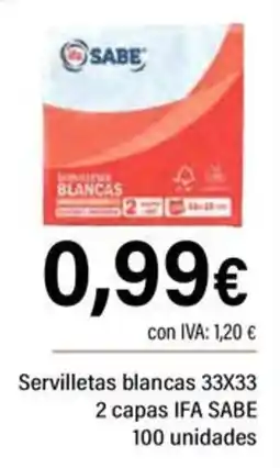 Cash Ifa SABE servilletas blancas oferta