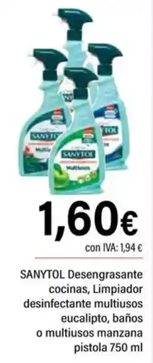 Cash Ifa Sanytol desengrasante cocinas limpiador desinfectante multiusos eucalipto baños o multiusos manzana oferta