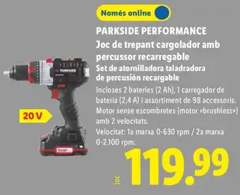 Parkside performance joc de trepant cargolador amb percussor recarregable