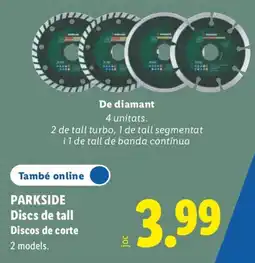 Lidl Parkside discos de tall oferta
