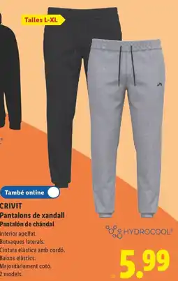Lidl Crivit pantalons de xandall oferta