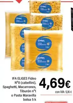 Cash Ifa Ifa eliges fideo nº0 (cabellini), spaghetti, macarrones, tiburón nº1 o pasta maravilla oferta