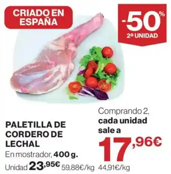 Paletilla de cordero de lechal