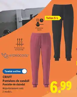 Lidl Crivit pantalons de xandall pantalon de chándal oferta