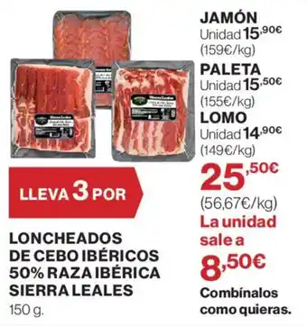 LONCHEADOS DE CEBО IBÉRICOS 50% RAZA IBÉRICA SIERRA LEALES