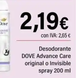 Cash Ifa Dove desodorante advance care original o invisible oferta