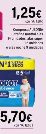 Cash Ifa Ausonia compresa ultrafina normal alas oferta