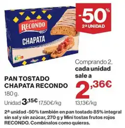 Supercor Recondo pan tostado chapata oferta