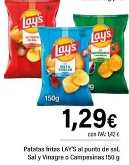 Cash Ifa Lay's patatas fritas al punto de sal, sal y vinagre o campesinas oferta