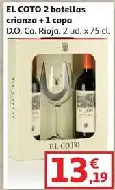 Alcampo El coto - 2 botellas crianza + 1 copa oferta