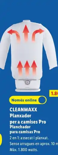 Lidl Cleanmaxx Planxador per a camises Pro oferta
