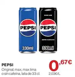 Supercor Pepsi original, max, max lima o sin cafeina oferta