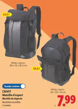Lidl Crivit motxilla d'esport oferta