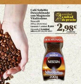 Gadis Café Soluble Descafeinado Con Magnesio Vitalíssimo Nescafé oferta