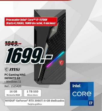MediaMarkt Msi Pc Gaming Mag Infinite S3 oferta