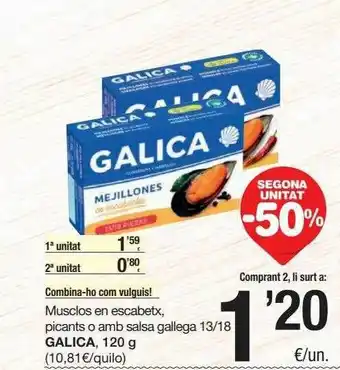 SPAR Fragadis Segona Unitat -50% Musclos En Escabetx Picants O Amb Salsa Gallega Galica oferta
