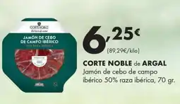 Supermercados Lupa Corte noble de argal jamón de cebo de campo ibérico 50% raza ibérica oferta