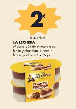 Supermercados Lupa La Lechera mousse dúo de chocolate con leche y chocolate blanco o limón oferta