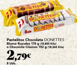 Gadis Donettes pastelitos chocolate blanco rayados o chocolate clásicos oferta