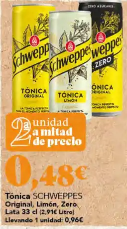 Gadis Tónica SCHWEPPES Original, Limón, Zero oferta