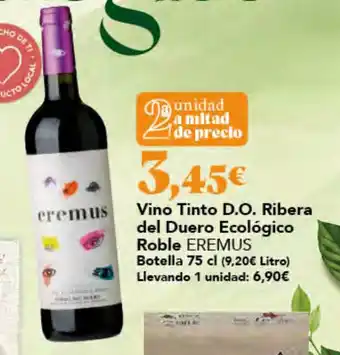 Eremus vino tinto d.o. ribera del duero ecológico roble