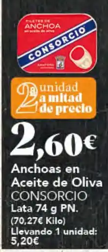 Gadis Consorcio filetes de anchoa en aceite de oliva oferta