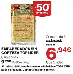 Supercor Top Líder emparedados sin corteza oferta
