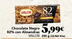 Gadis Valor chocolate negro 82% con almendras oferta