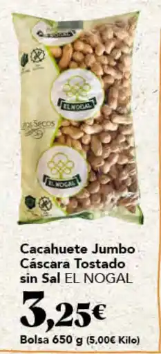 Gadis El Nogal cacahuate jumbo cáscara tostado sin sal oferta