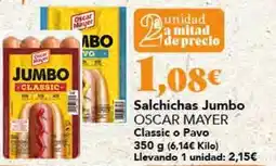 Gadis Oscar mayer - salchichas jumbo classic o pavo oferta