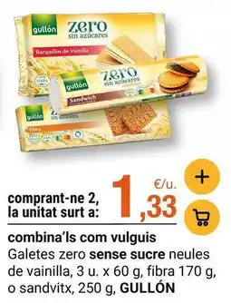 BonpreuEsclat Gullón - galetes zero sense sucre neules de vainilla oferta
