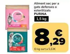 Supeco Purina - one aliment sec per a gats defenses o esterilitzats oferta